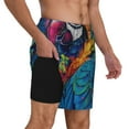 thumbnail image 2 of Naloa Vibrant Rainbow Parrot Fantasy Print Men Swim Trunks with Compression Liner ,Board Shorts,Men's Swim Shorts with Drawstring and Elastic Waistband-Small, 2 of 6