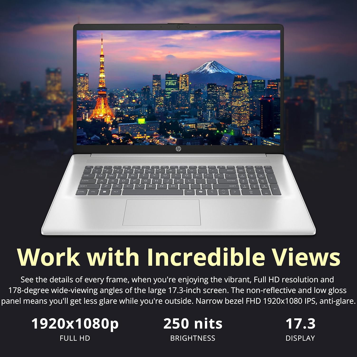 HP 17.3" FHD Business Laptop, Intel i7-1355U, 64GB RAM, 3TB Storage (2TB SSD+1TB Docking Station Set), Intel Iris Xe Graphics, Full-Size Keyboard, Copilot, Wi-Fi 6, Webcam, Windows 11 Pro, Silver