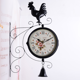 thumbnail image 3 of Reloj de pared creativo de doble cara, reloj de sala de estar para el hogar, reloj colgante de hierro estilo pastoral retro, reloj silencioso artesanal, 3 of 5