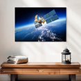 thumbnail image 2 of Elephant Stock Satellite Hovering Over Earth Wall Art - Horizontal Canvas Wall Art - Living Room Wall Decor - Astronomy & Space Canvas - Gray And Blue Decor - 24" x 16", 2 of 8