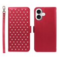 thumbnail image 2 of For iPhone 16 RFID Blocking Wallet Case, Magnetic Flip Cover Card Holder & Bills Slot, Soft PU Leather With Detachable Shoulder Strap And Wrist Strap,Red,For iPhone 16, 2 of 12