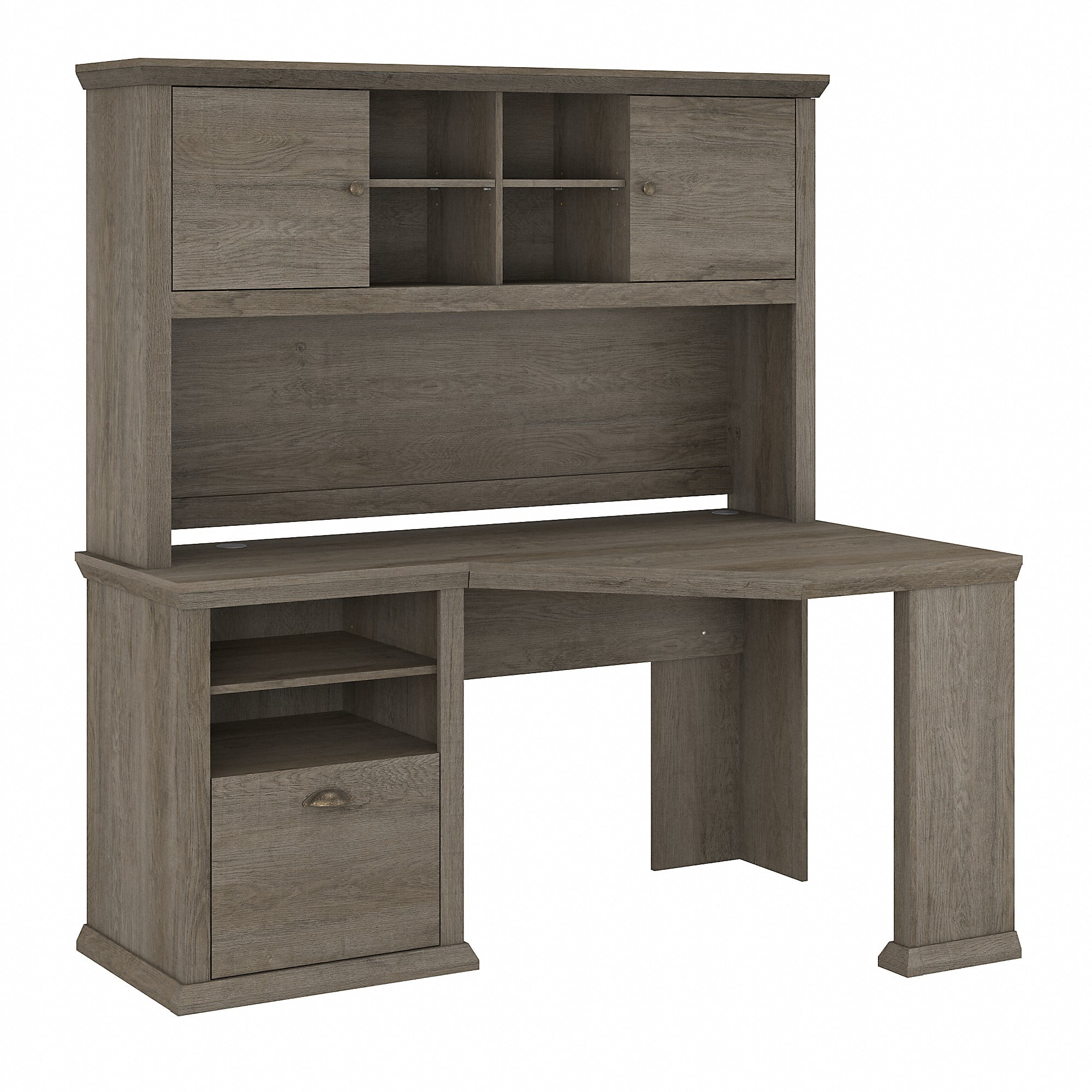 Bush Furniture Yorktown 60W Corner Desk with Hutch