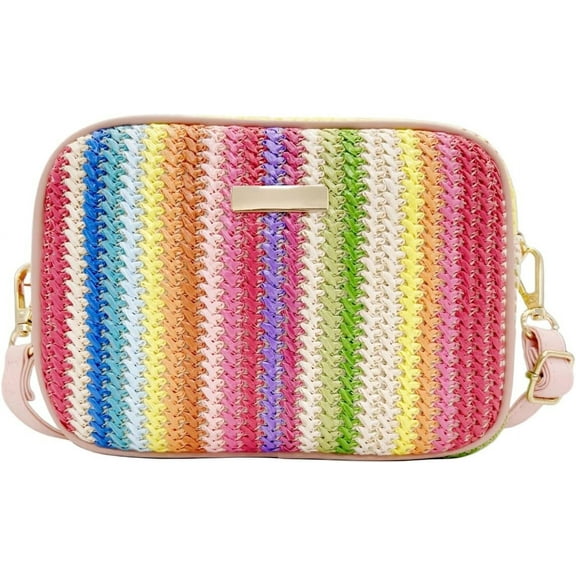 Straw Crossbody Bag Small Woven Purse for Women Cute Beach Shoulder Handbag 2024 Spring Summer Trendy