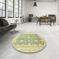 thumbnail image 4 of Ahgly Company Machine Washable Indoor Round Abstract Brass Green Area Rugs, 7' Round, 4 of 7