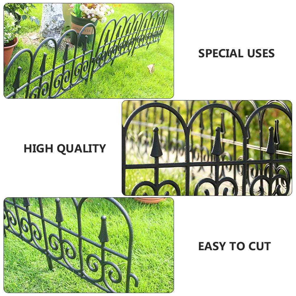 OUNONA 4Set Fence Panels Black ABS Ornamental Patio Decor