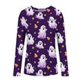 thumbnail image 3 of Bzhegqhd Women's Halloween Printed T-Shirts Long Sleeve Round Neck Loose Fit Casual Fall Graphic Tee Cotton Comfort Top, 3 of 4