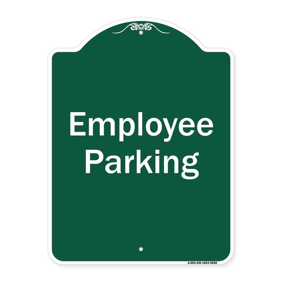 SignMission Designer Series Sign - Employee Parking Sign | Green & White 18" x 24" Heavy-Gauge Aluminum Architectural Sign | Protect Your Business & Municipality | Made in the USA