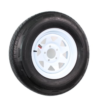 2 Pack ST205/75R14 Trailer Tires On 5-Lug Silver Mod Rims 5 On 4.5