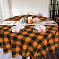 thumbnail image 3 of Halloween Fall Black and Orange Buffalo Plaid Round Tablecloth 60 inch Table Cloths Cover Mat Spill Proof Table Covers for Kitchen Party Dinner Tabletop Decoration, 3 of 6