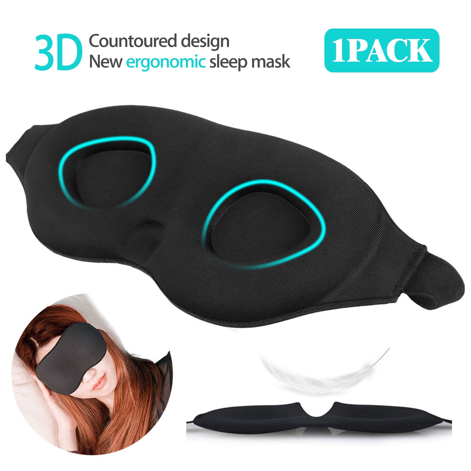 Sleep Eye Mask for Men Women, 3D Contoured Cup Sleeping Mask ...