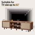 thumbnail image 2 of Wirrytor Walnut 70 Inch Tv Stand With Linen Sliding Doors, Mid-Century Modern Media Console For Tvs Up To 80 Inch, Entertainment Center With Open Storage Shelves For Living Room, 2 of 10