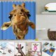 thumbnail image 3 of Cortina de ducha de la serie Giraffe, impermeable, decoración de baño, 3 of 4