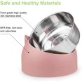 thumbnail image 3 of Cuenco para gatos, cuenco para comida para mascotas, cuenco inclinado de acero inoxidable para gatos, cuenco para perros pequeños, juego de cuencos para gatos de acero inoxidable, 400 ml, rosa, 3 of 5