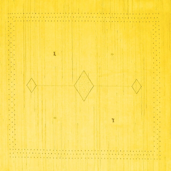 Ahgly Company Machine Washable Indoor Square Solid Yellow Modern Area Rugs, 8' Square