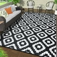 thumbnail image 2 of Haperlare White Black Moroccan Outdoor Area Rug 8x10 ft Waterproof Reversible Plastic Mat for Camping RV Picnic, 2 of 7