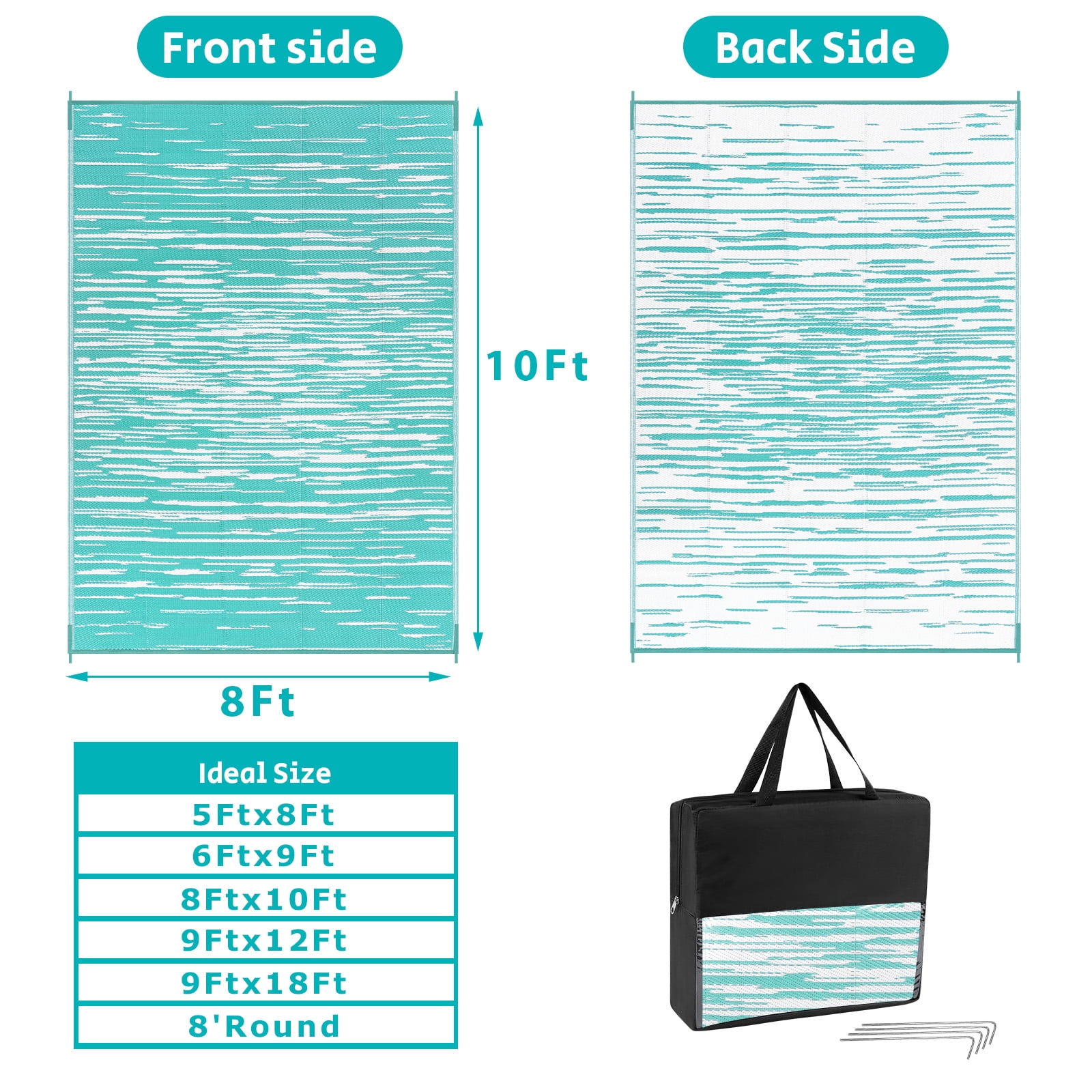 Ileading Outdoor Rugs 8'x10' for Patios Clearance Waterproof Patio Rugs Reversible Mats Plastic Straw Rug Large Outside Area Rug Door Mat for RV,Patio,Backyard,Deck,Beach,Trailer,Camping