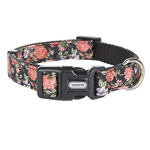 Cute Puppy Collar for Large Medium Small Dogs YUDOTE Spring Summer Scent Floral Dog Collars Flower Print Nylon Dog Collar 