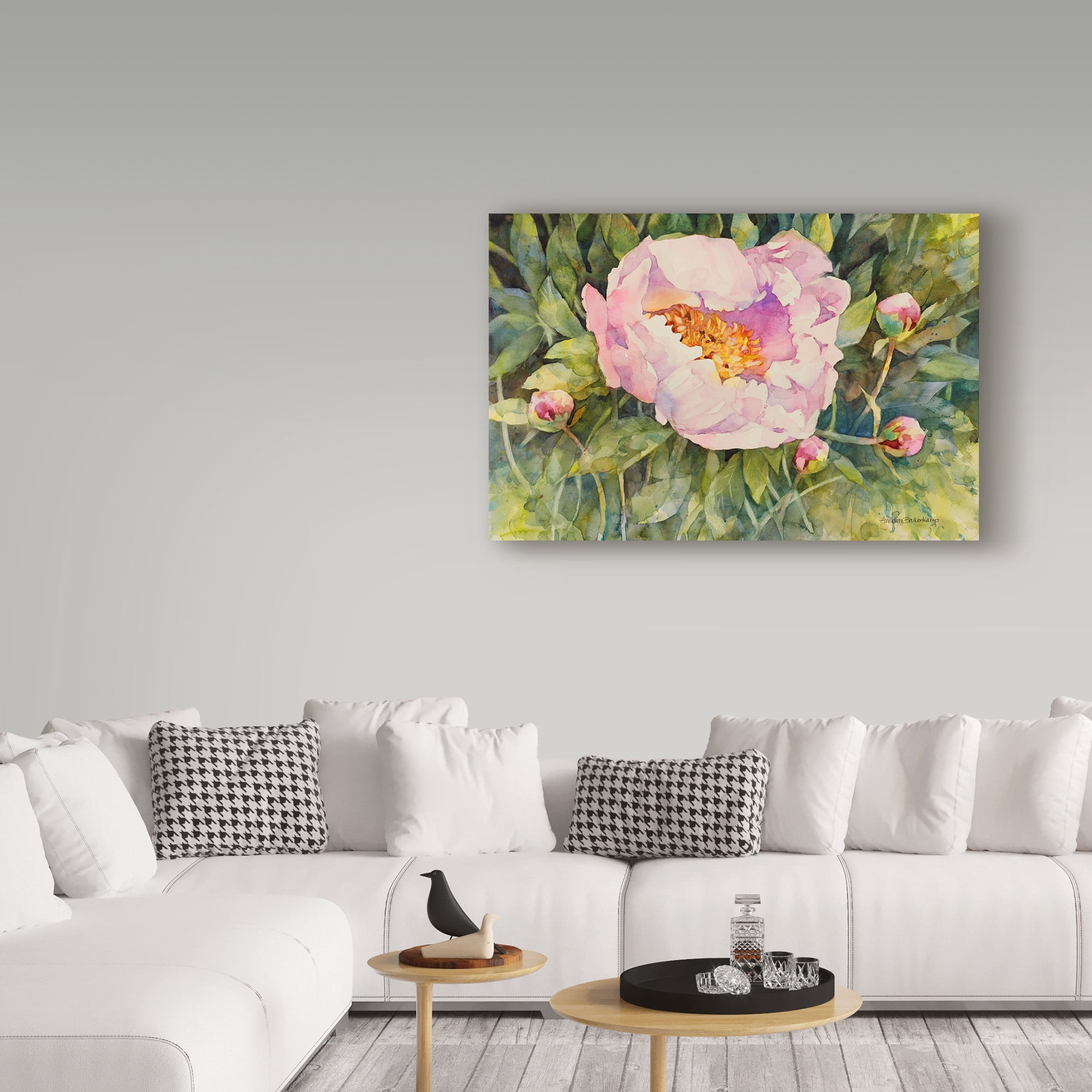 Trademark Fine Art 'Flowers Pink Peony' Canvas Art by Annelein Beukenkamp