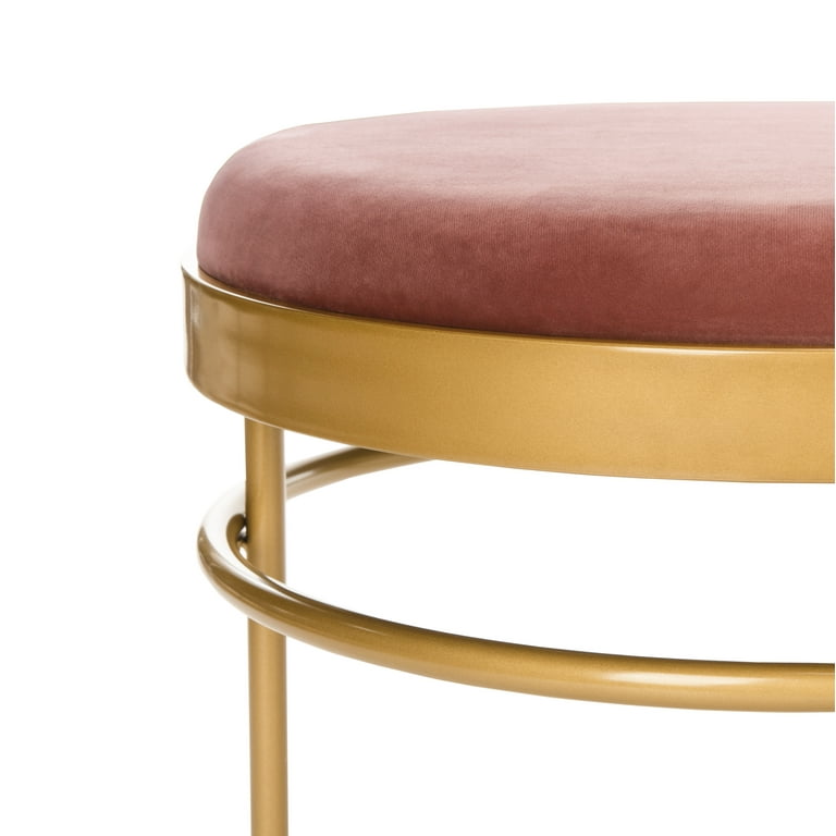 SAFAVIEH Sylva Modern Glam Oval Upholstered Bench Dusty Rose Gold