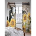 thumbnail image 3 of Sheer Curtains 108 Inches Long 2 Panels Set for Living Room, Retro Farmhouse Flower Semi Sheer Curtains for Windows, Yellow Sunflowers Cow Barn Doors Brown Voile Window Treatments Rod Pocket Curtain, 3 of 7