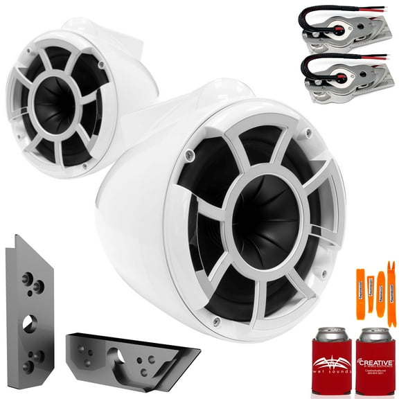 Wet Sounds REV8W-SBM 8" White Swivel Tower Speakers with Malibu G5 Tower Adapters