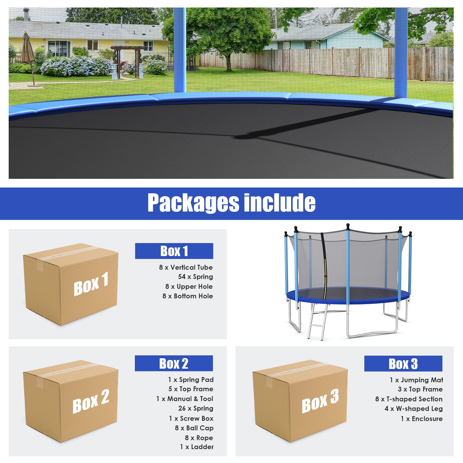 Topbuy 14FT Trampoline for Kids Recreational Trampolines with Internal Safety Enclosure Net