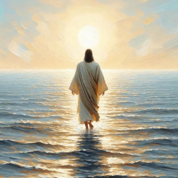 Jesus Walking On Water Art, Christian Painting, Jesus Prints, Jesus Painting, Bible Wall Art, Jesus Poster, Christian Print Art UNFRAMED PAPER POSTER, Home Decor, Vintage Gift, Living Room Dercor