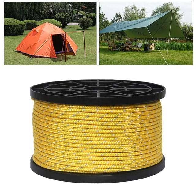 55 Yard Reflective Guyline Tent Awning Gazebo Rope Cord Guide Camping Yellow