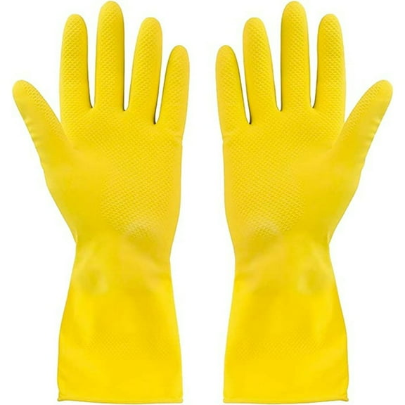 SteadMax 10 Pack Yellow Cleaning Latex Dish Gloves, Individually Packed, Small Size (10 Pairs)