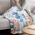 thumbnail image 3 of Seahorse Coastal Blanket Soft Cozy Warm Throw Blanket for Couch, Plush Fuzzy Flannel Fleece Blankets for Sofa, Summer Nautical Starfish Coral Ocean Bed Blankets Lightweight Gifts for Women, 40"x50", 3 of 9