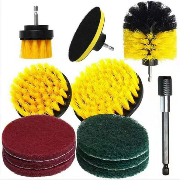 Drill brush Power Scrubber Bathroom Cleaning Kit, with Pad Sponge and Extend Attachment, 12 Pieces Drill Brush Attachment Set,  for Cleaning - Bathroom, Kitchen