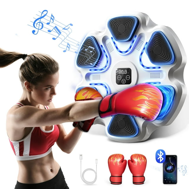 Máquina de boxeo musical SPIEEK montada en la pared con guantes Bluetooth