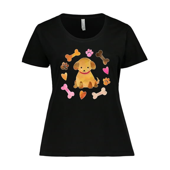 Inktastic Cute Puppy Valentine with Hearts and Bones Women's Plus Size T-Shirt