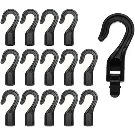 15 Pack Bungee Cord Hooks Terminal - Shock Cord Hooks with Quick Snap Lock for 1/8 to 1/4 Inch Bungee Straps, Adjustable for Kayak, Motorcycle, Boat & Outdoor Activities