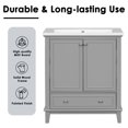 thumbnail image 5 of 30" Bathroom Vanity with Sink Combo, Solid Wood Bathroom Storage Cabinet with 1 Drawer and 2 Soft Closing Door Shelves, Grey, 5 of 7