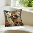 thumbnail image 4 of Soft 3D Alpaca Print Pillow Cover with Hidden Zipper - Flock Fabric Decorative Cushion Case for Sofa and Living Room, 4 of 6