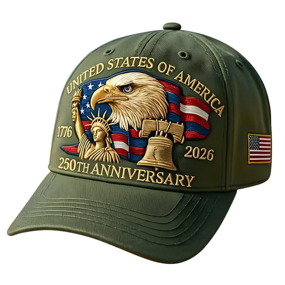TELOLY Eagle & Liberty – United States 250Th Anniversary Hat, Adjustable Anniversary Patriotic Baseball Cap Retro Casual Outdoor Cap (Green)