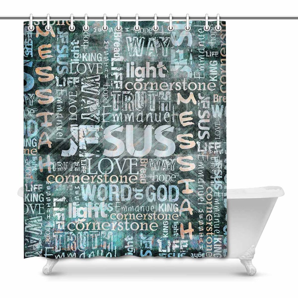 MKHERT Religious Christian Quotes House Decor Shower Curtain for