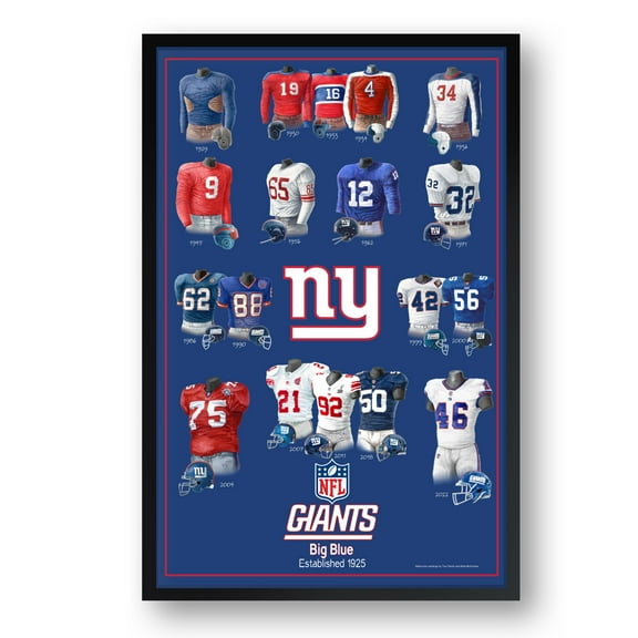 New York Giants 27" x 39" Uniform Heritage Framed Art Print