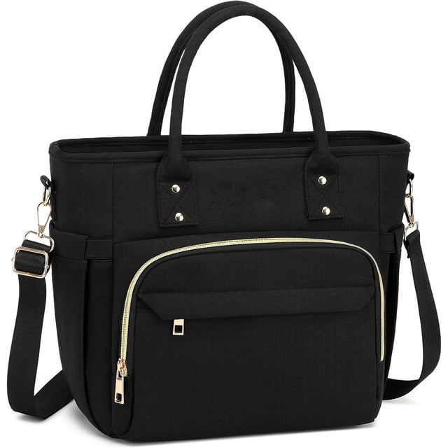 Loncheras para Mujer y Hombre, Bolsa de Almuerzo Térmica de Gran Capacidad, Impermeable y a Prueba de Fugas, Reutilizable con Correa, para Oficina y Picnics (Negro)