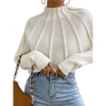 thumbnail image 2 of Suéteres de Punto con Mangas Murciélago y Cuello Alto para Mujer. Crema L, 2 of 7