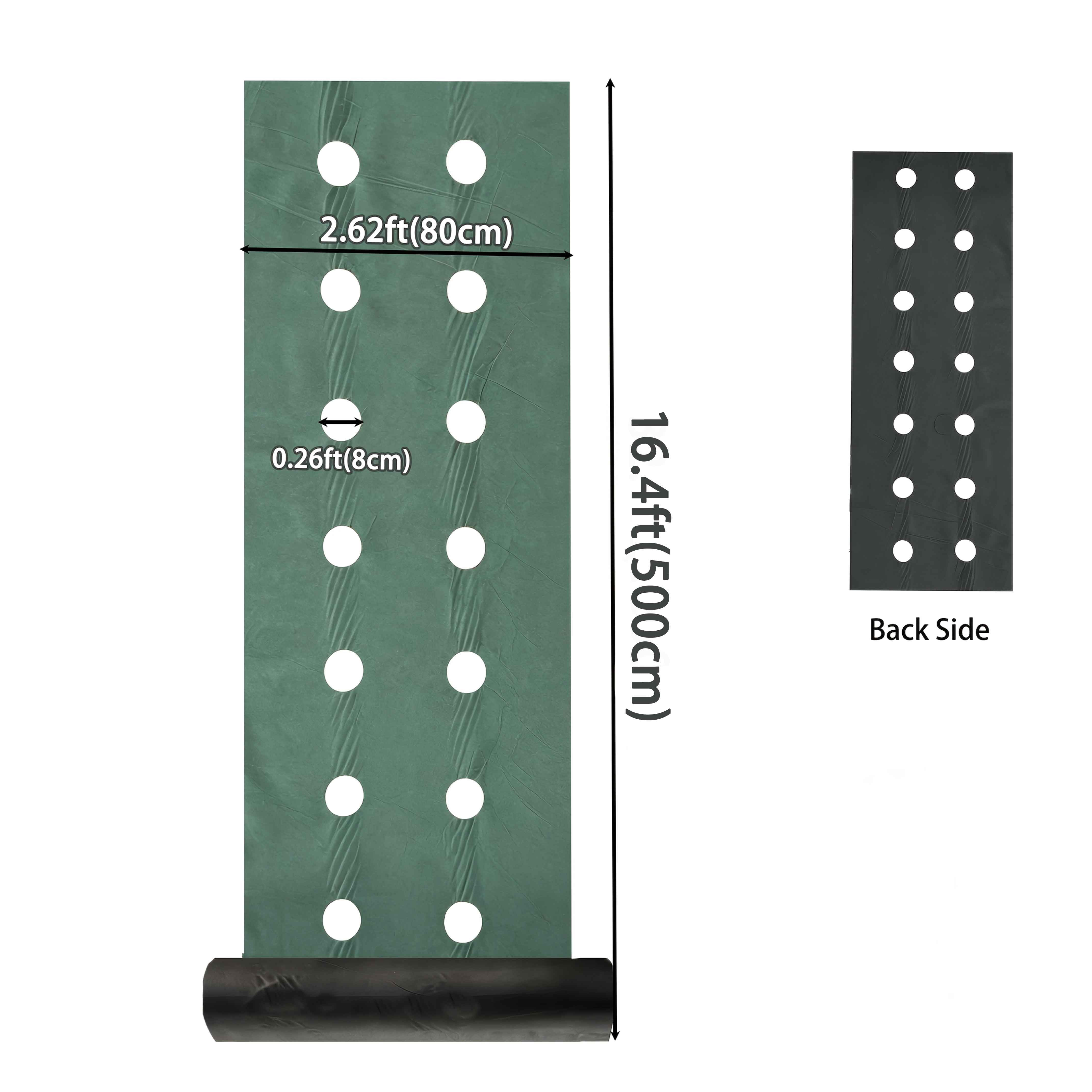 Green & Black Double-Layer PP Garden Weed Barrier Fabric, Pre-Punched 3.15" Holes, Breathable, Water Permeable & Non-Waterlogging, Weed Suppression, Moisture Retention, Multiple Sizes for Lawns