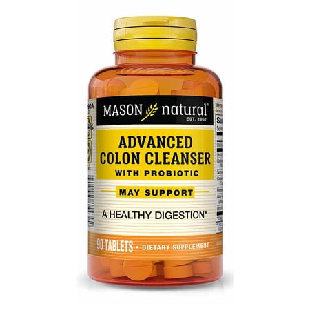 Mason Natural Advanced Colon Cleanser With Probiotic, Calcium, Cascara Sagrada and Aloe Vera - Improved Digestive Health, Healthy Bowel Function & Detoxification, 90 Tablets