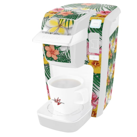 Beach Flowers 02 White - Decal Style Vinyl Skin fits Keurig K10 / K15 Mini Plus Coffee Makers (KEURIG NOT INCLUDED)