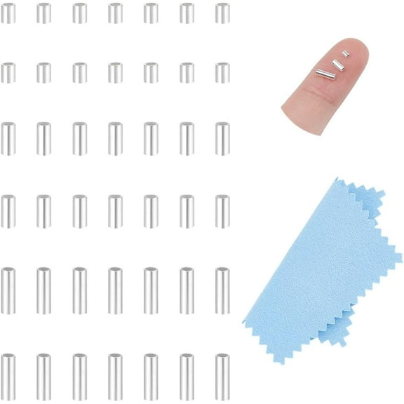 45Pcs 3 Sizes Tube Beads 925 Sterling Silver Tube Crimp Beads Tube Spacer Beads Metal Bugle Beads Ring Macrame Beads DIY Necklace Making Beads for Jewelry Making Accessories