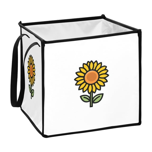 Home Organizer Foldable Fabric Storage Bin With Handle Sunflower Icon
