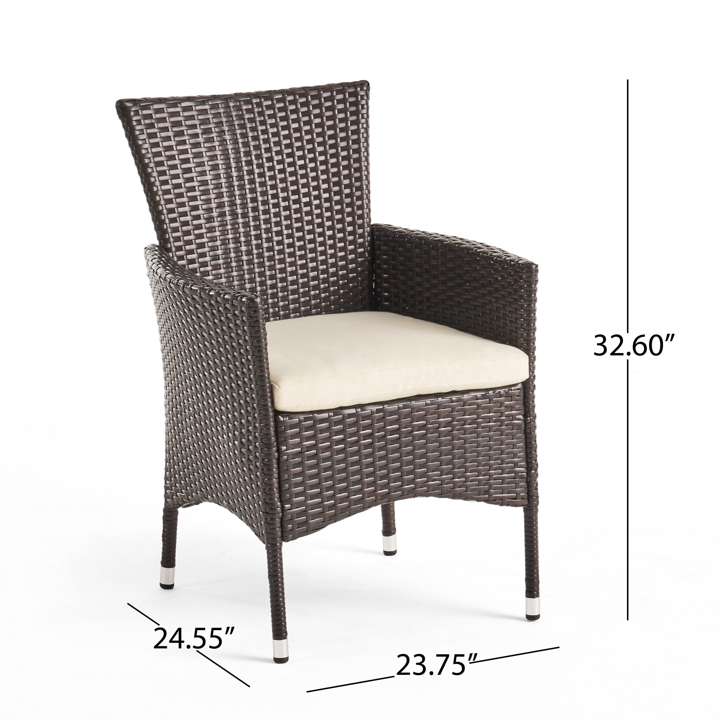 Hawawa Outdoor Transitional 7 Piece Wicker Dining Set with Water-Resistant Cushions, multibrown