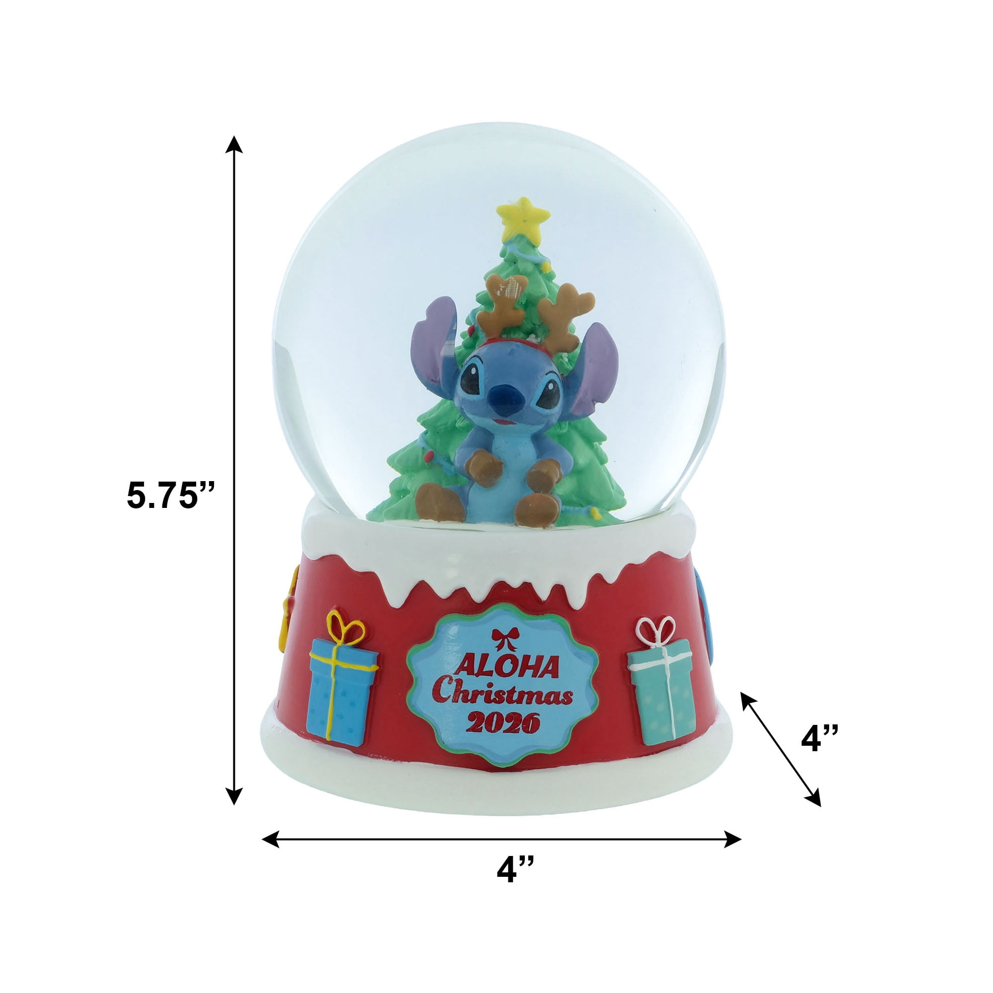 Stitch 100mm Christmas Snow Globe – Aloha Holiday Tree Design