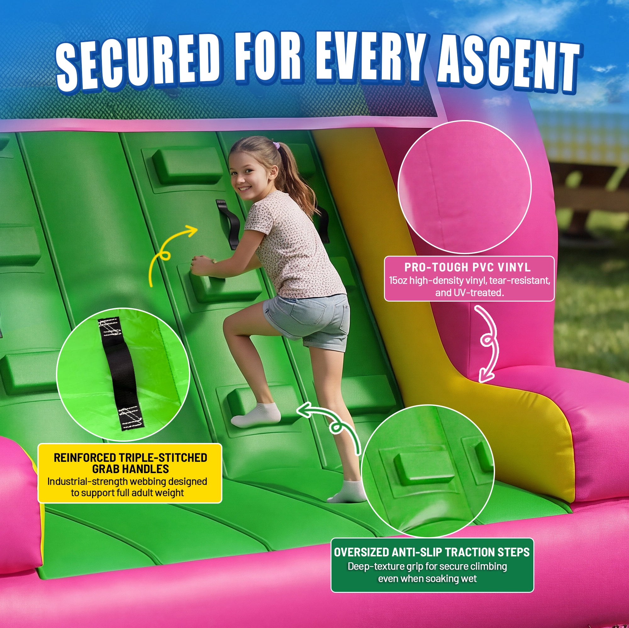 HEMOPOW 23FT Heavy-Duty Inflatable Water Slide for Backyard & Events, Flamingo Theme with Dual Slides, Splash Pool, 600lbs Capacity, Fast Setup for Teens/Adults