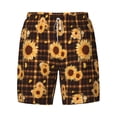 thumbnail image 4 of Lsque Mens Swim Trunks Brown Plaid Sunflower Pattern - Bathing Suit Compression Liner - Beach Swim Shorts Swimwear - (S-3XL) - Stretch Quick Dry -XX-Large, 4 of 9